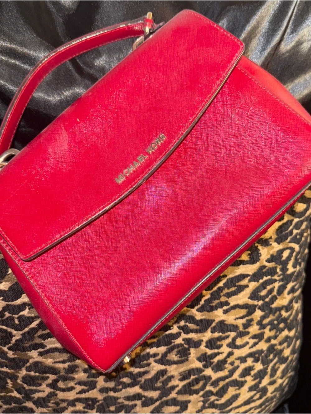 Michael Kors Bright Red Saffiano Leather Shoulder Bag